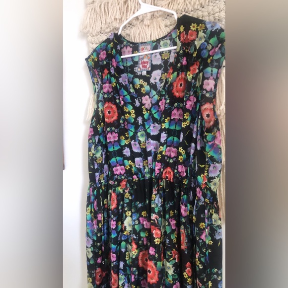 Johnny Was Ella Natania Silk Tiered Floral Tassel Midi Dress XL - Picture 5 of 11